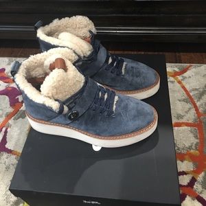 COACH Suede Urban Hiker Sherling Sneaker Boot.